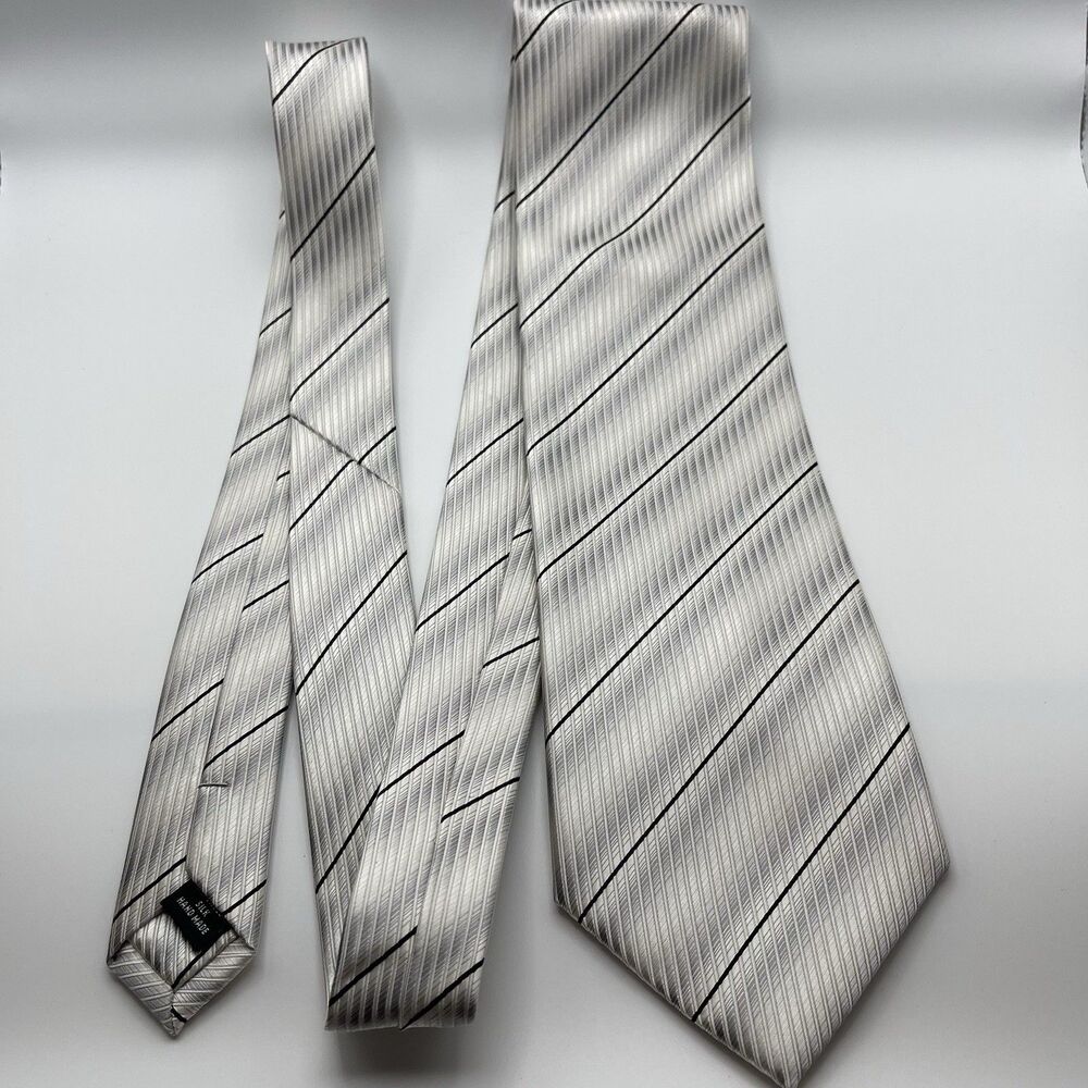 NIB Kenneth Cole NEW YORK 100% Imported Silk Hand Made Striped Neck Tie 58” FLAW - Picture 7 of 14